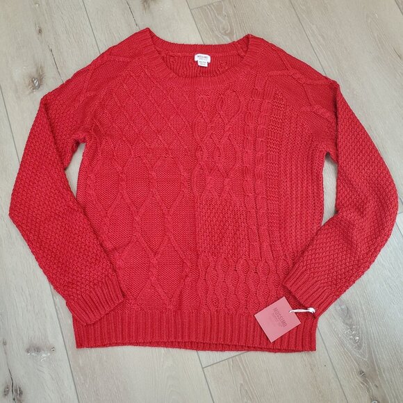 Mossimo Womens Sweater Sz XXL Red Holiday Cable Knit Colorful Christmas Cozy USA - Picture 1 of 16
